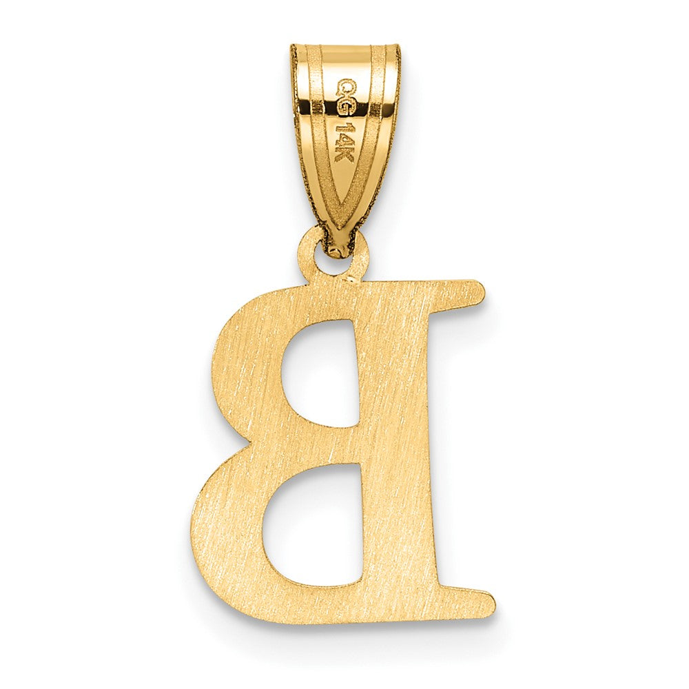 14k Polished Etched Letter B Initial Pendant