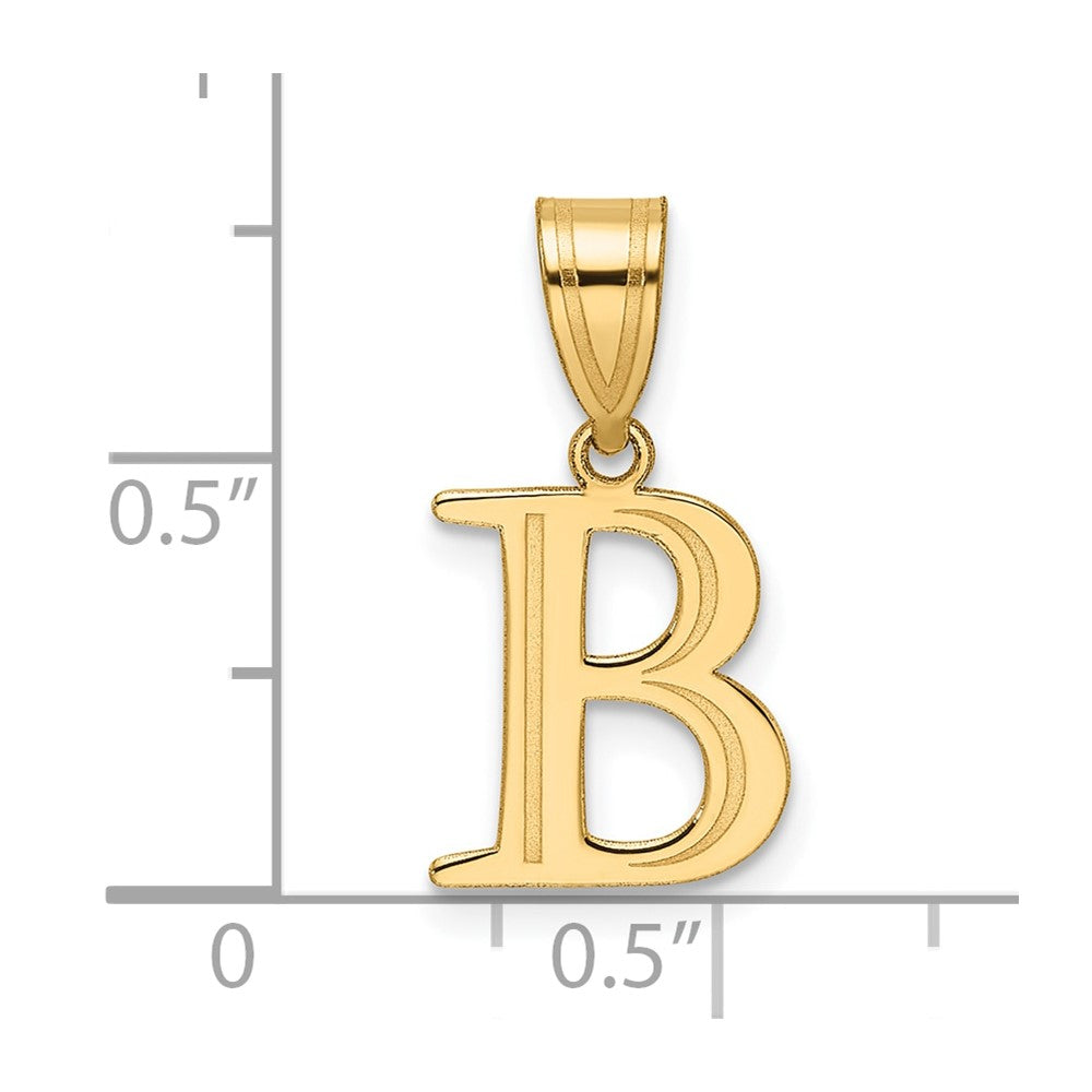 14k Polished Etched Letter B Initial Pendant