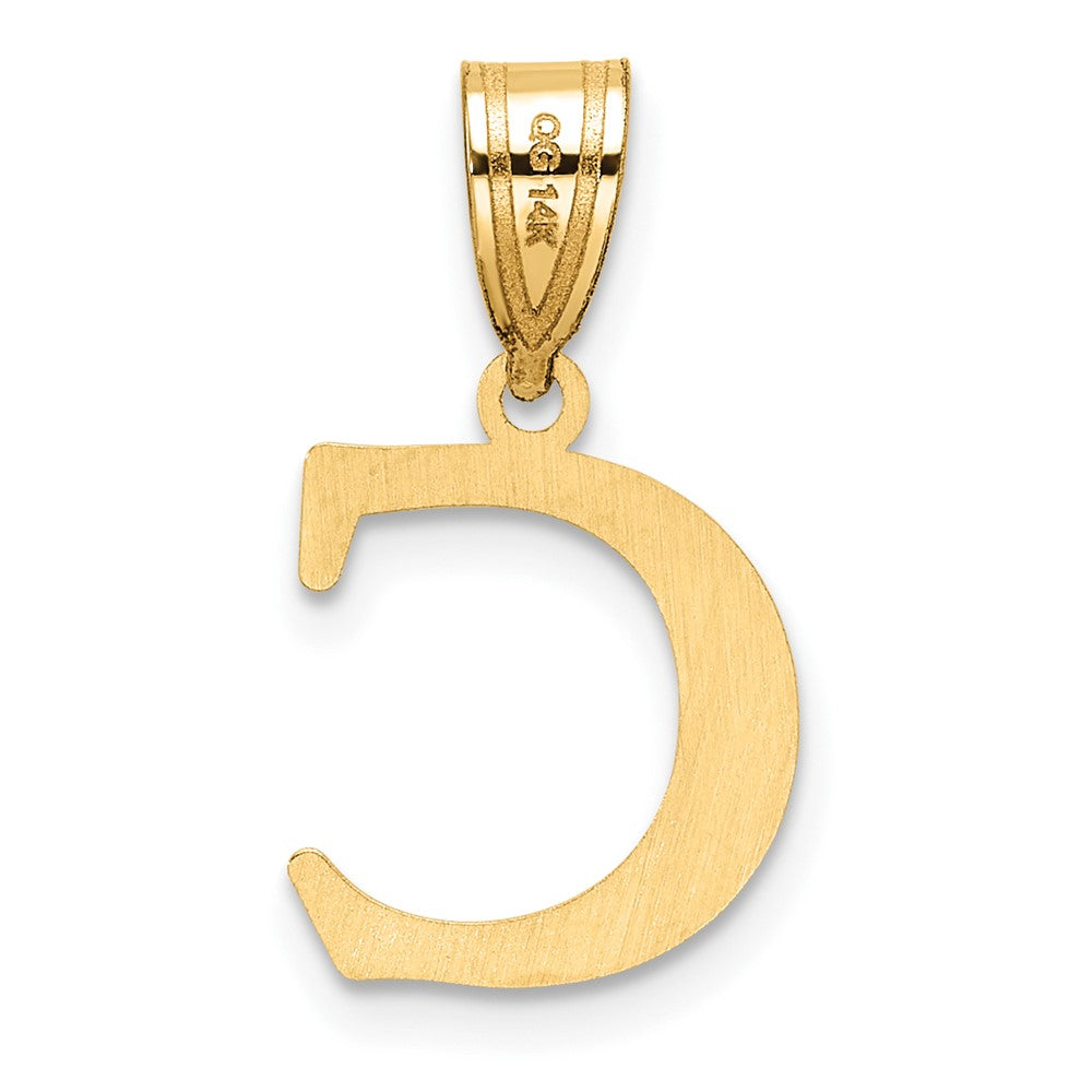14k Polished Etched Letter C Initial Pendant