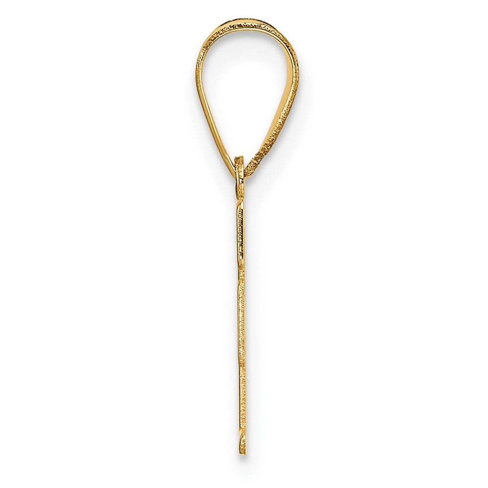 14k Polished Etched Letter F Initial Pendant