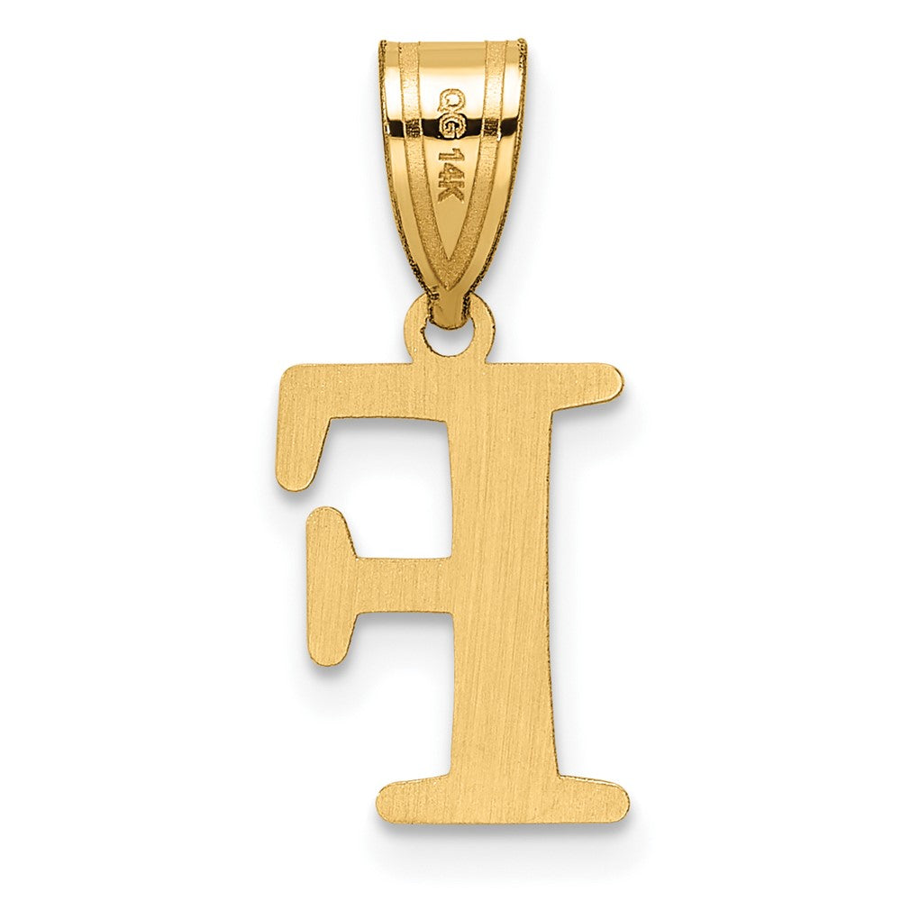 14k Polished Etched Letter F Initial Pendant