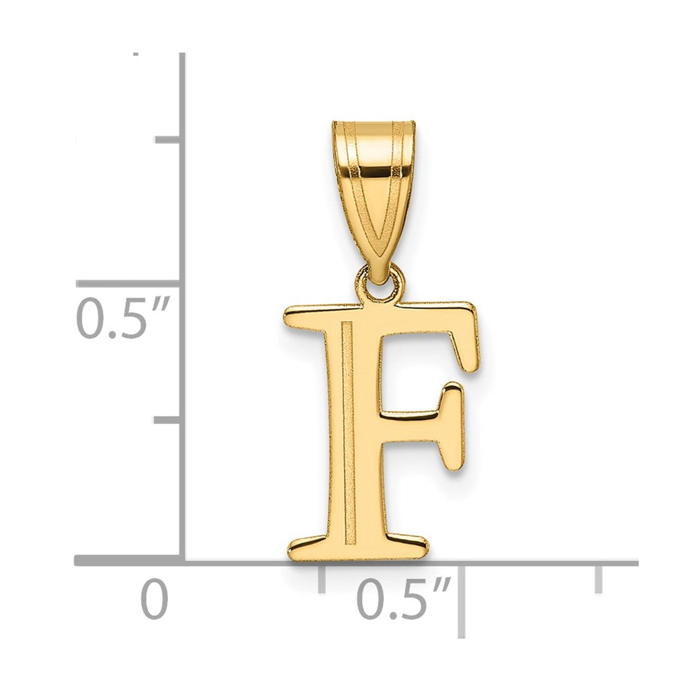 14k Polished Etched Letter F Initial Pendant