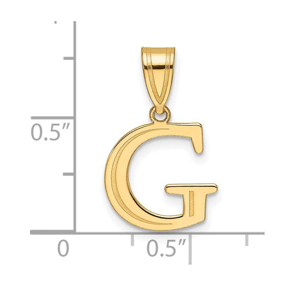 14k Polished Etched Letter G Initial Pendant