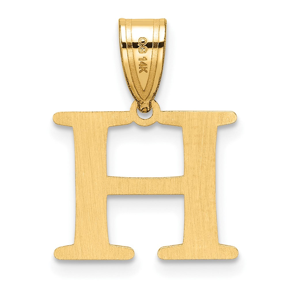 14k Polished Etched Letter H Initial Pendant