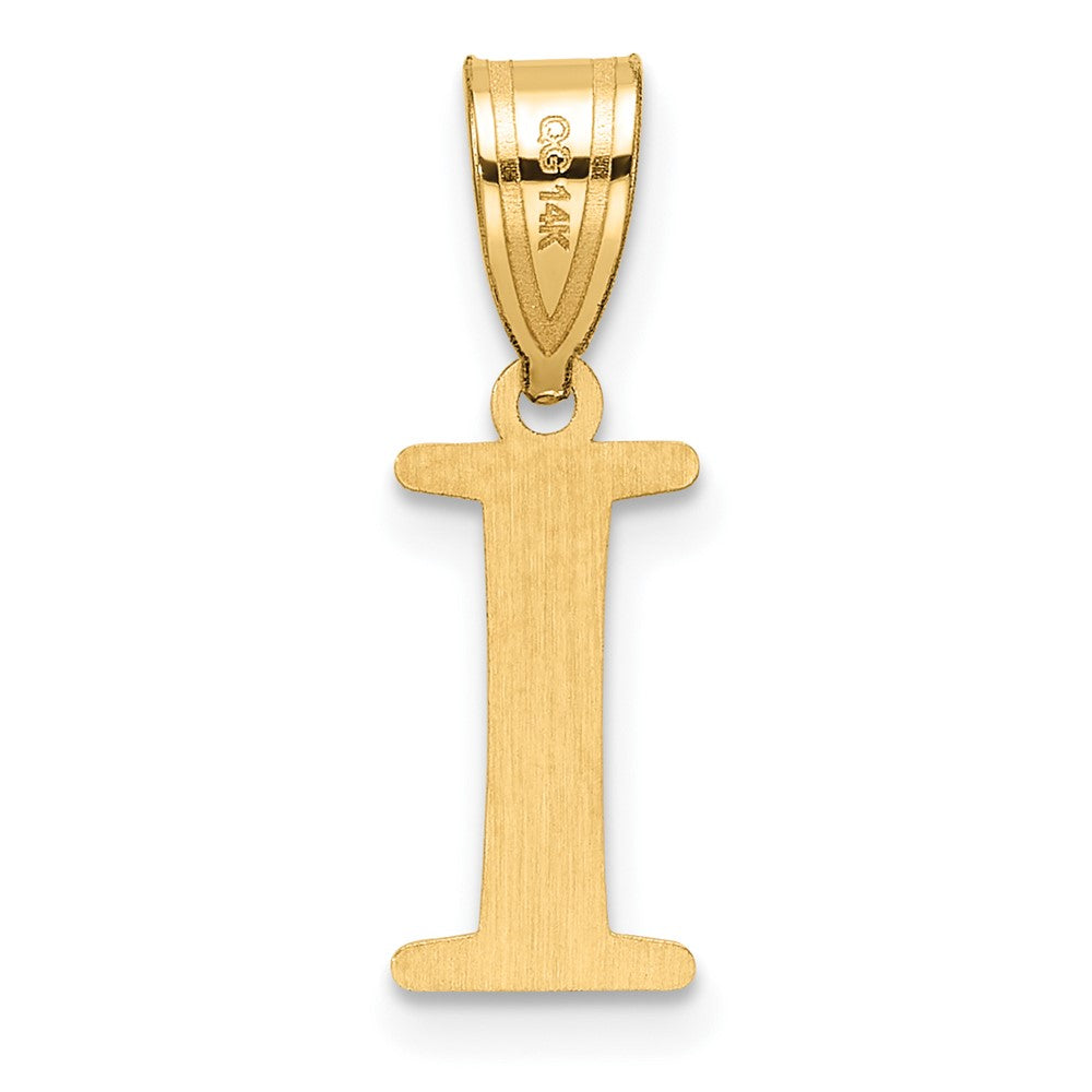 14k Polished Etched Letter I Initial Pendant