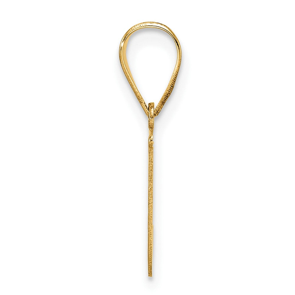 14k Polished Etched Letter J Initial Pendant