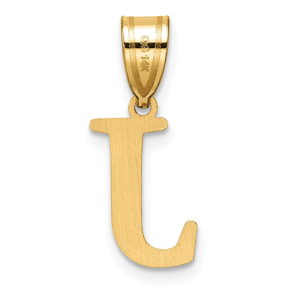 14k Polished Etched Letter J Initial Pendant