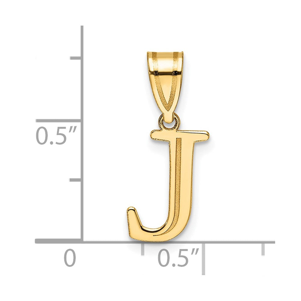 14k Polished Etched Letter J Initial Pendant