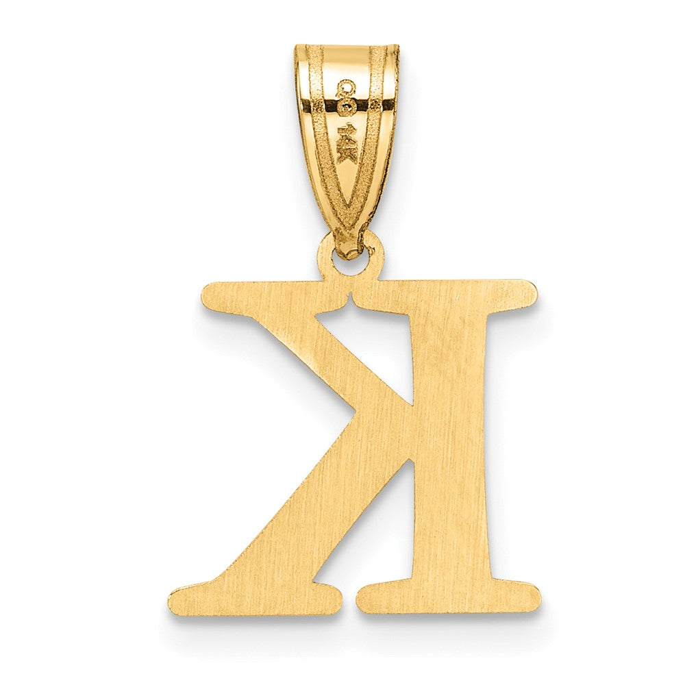 14k Polished Etched Letter K Initial Pendant