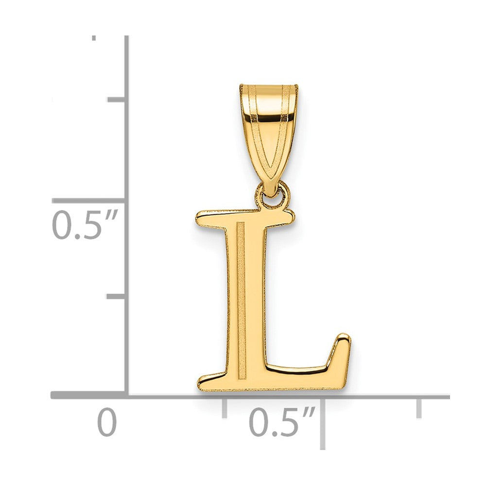 14k Polished Etched Letter L Initial Pendant