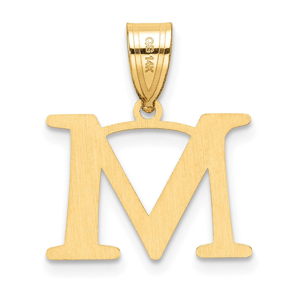 14k Polished Etched Letter M Initial Pendant