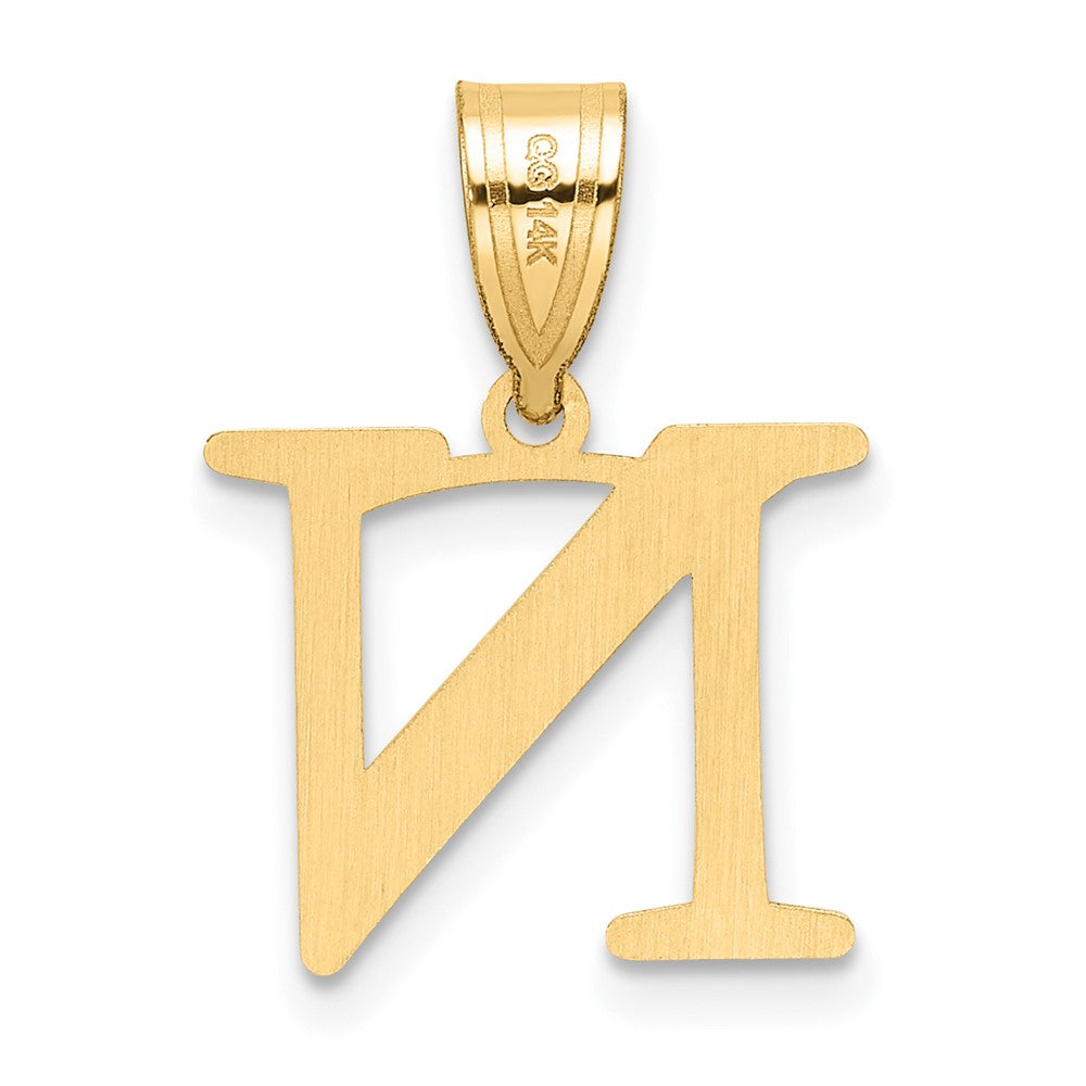 14k Polished Etched Letter N Initial Pendant