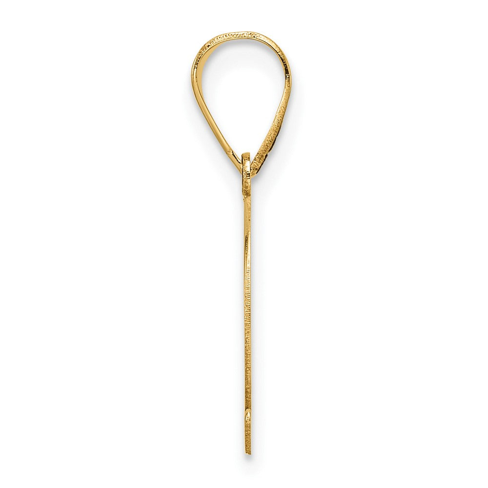 14k Polished Etched Letter Q Initial Pendant
