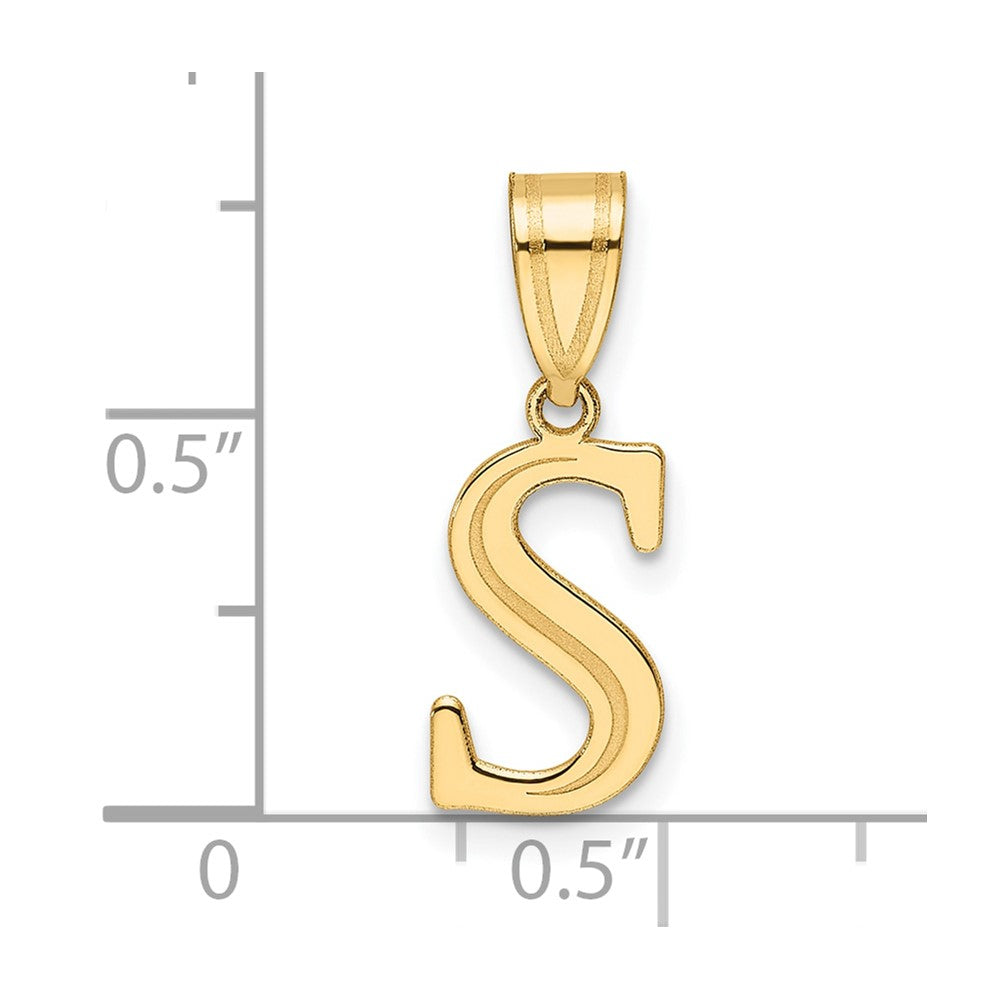 14k Polished Etched Letter S Initial Pendant