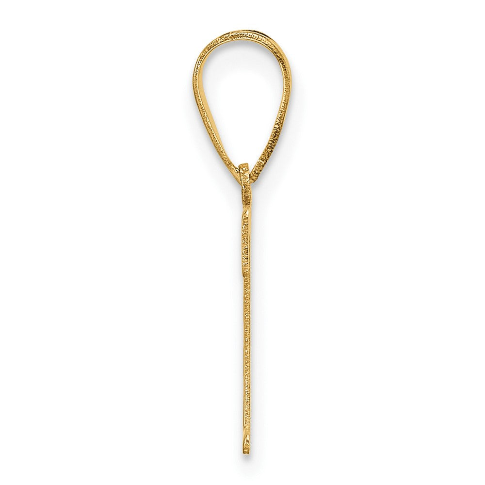 14k Polished Etched Letter T Initial Pendant