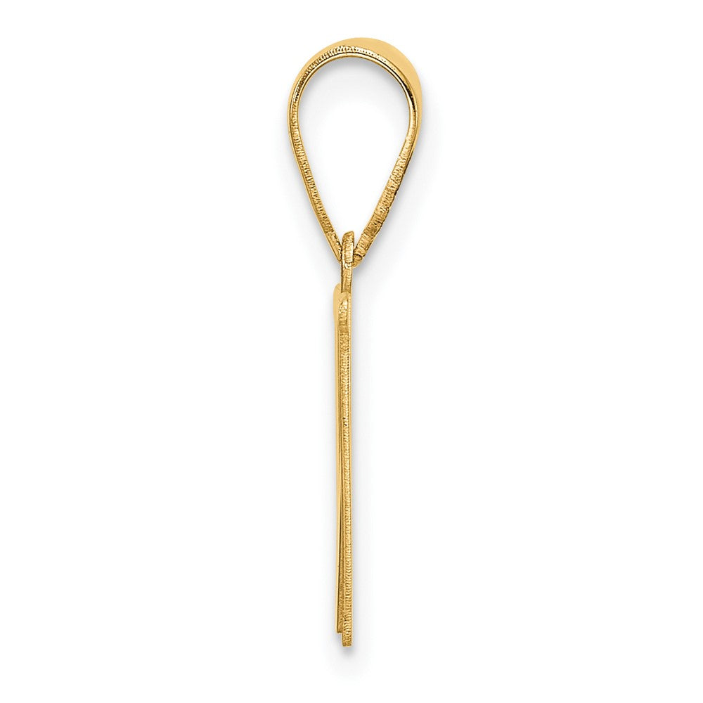 14k Polished Etched Letter W Initial Pendant