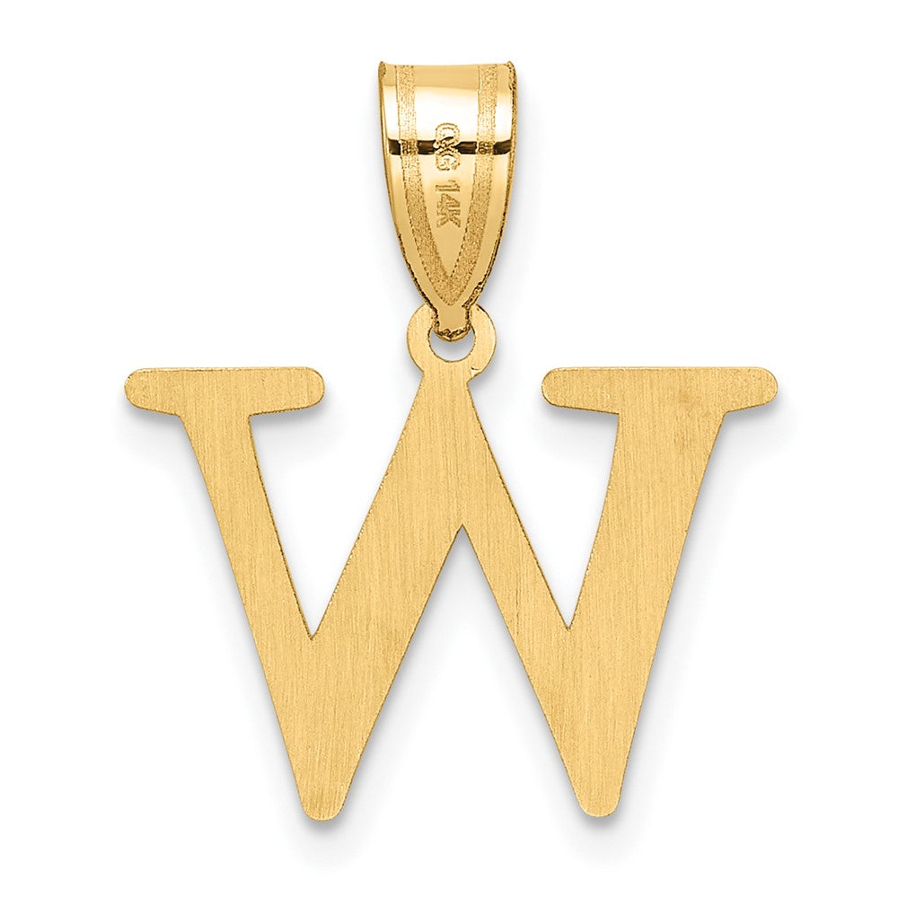 14k Polished Etched Letter W Initial Pendant