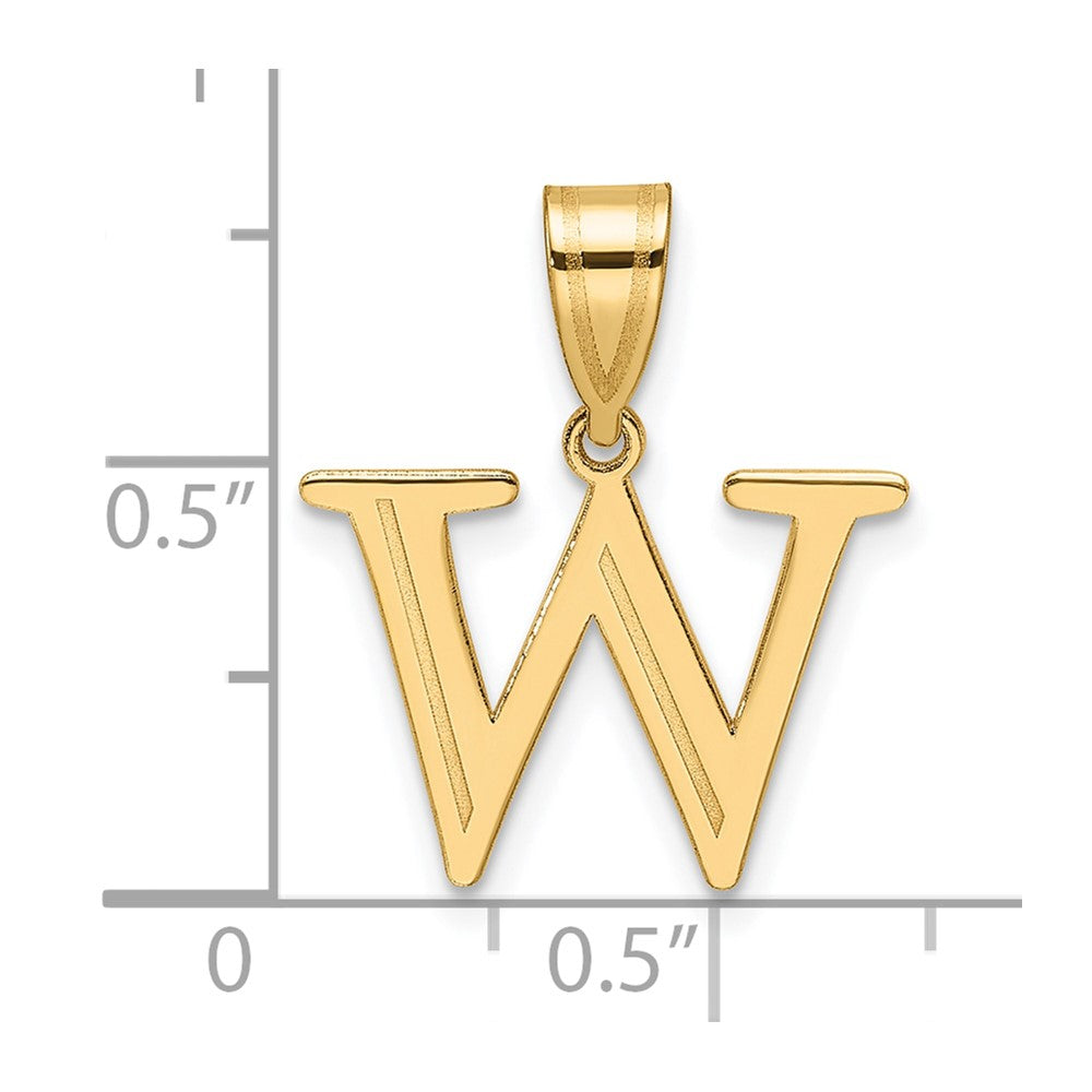 14k Polished Etched Letter W Initial Pendant