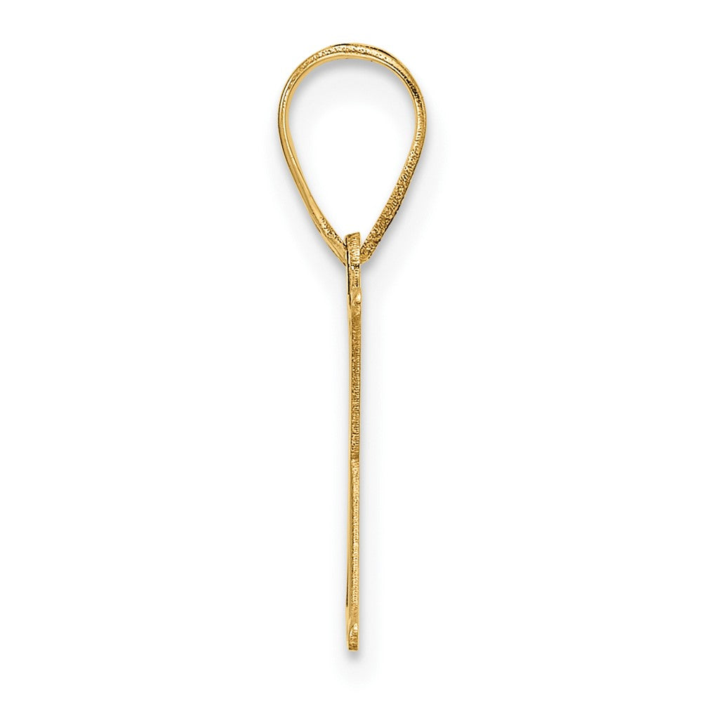 14k Polished Etched Letter X Initial Pendant