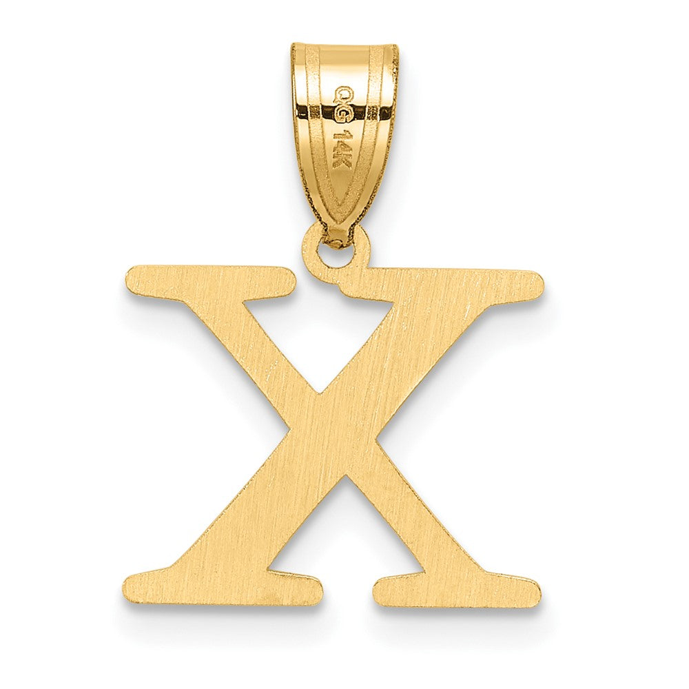 14k Polished Etched Letter X Initial Pendant