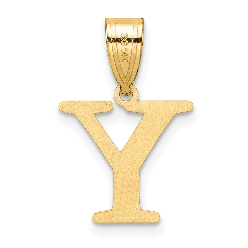 14k Polished Etched Letter Y Initial Pendant