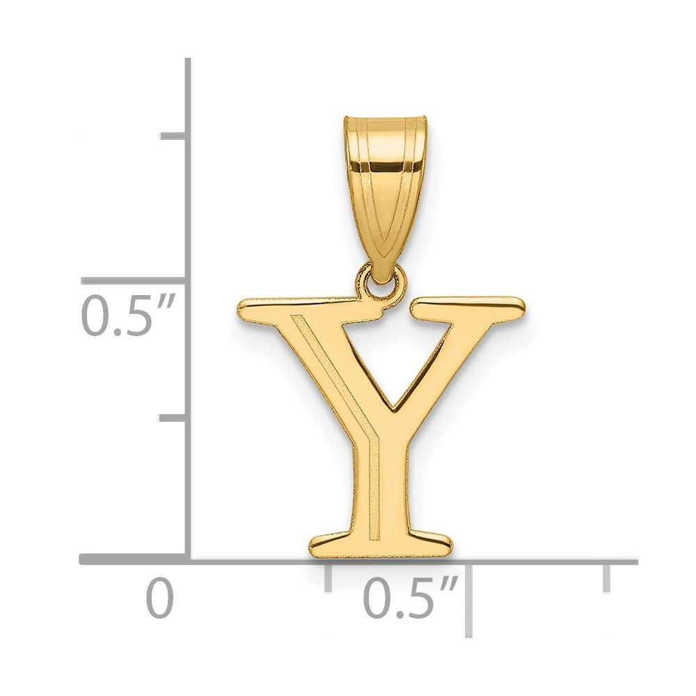 14k Polished Etched Letter Y Initial Pendant