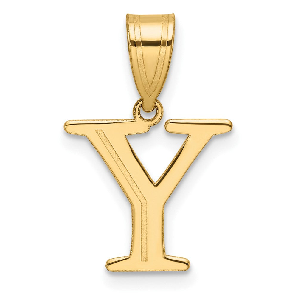 14k Polished Etched Letter Y Initial Pendant