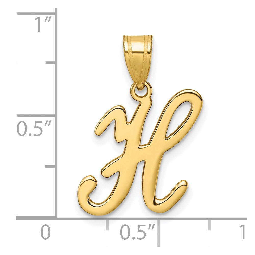 14K Script Letter H Initial Pendant