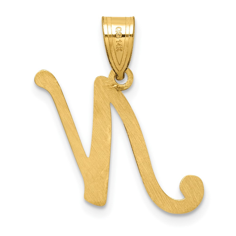 14K Script Letter N Initial Pendant