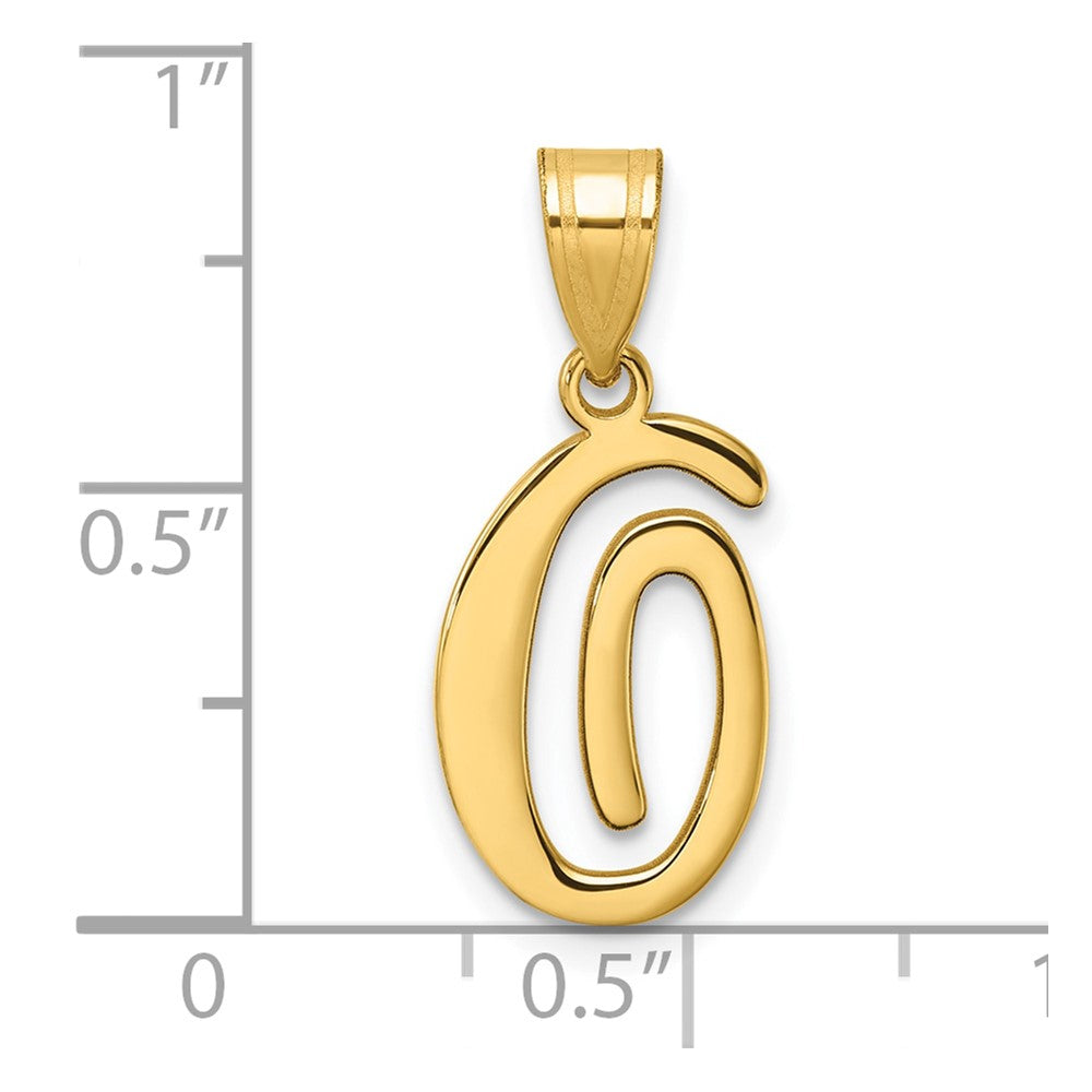 14K Script Letter O Initial Pendant