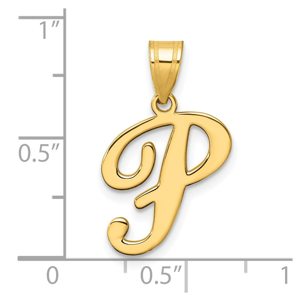 14K Script Letter P Initial Pendant