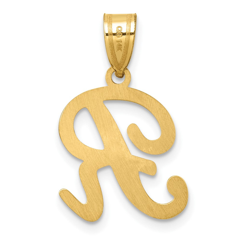 14K Script Letter R Initial Pendant