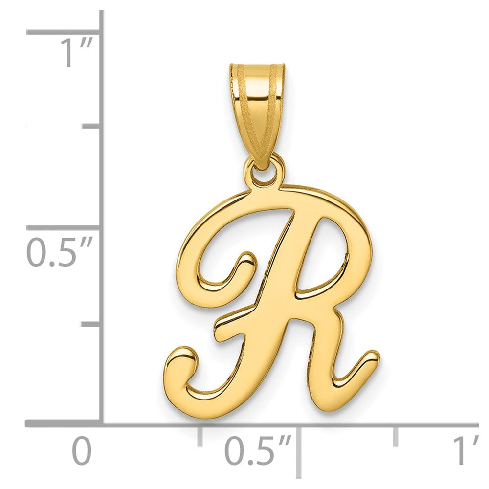 14K Script Letter R Initial Pendant