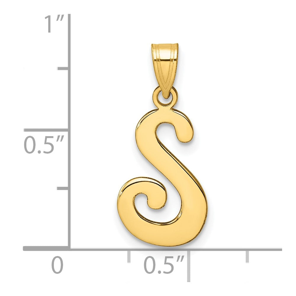 14K Script Letter S Initial Pendant