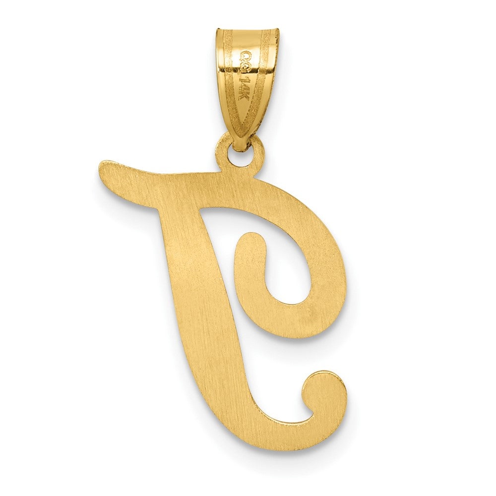 14K Script Letter T Initial Pendant