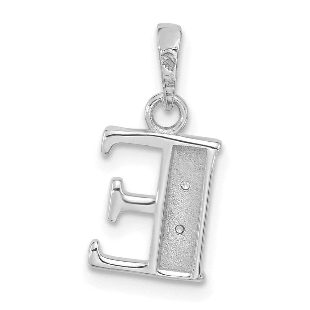 14K White Gold Diamond Letter E Initial Pendant