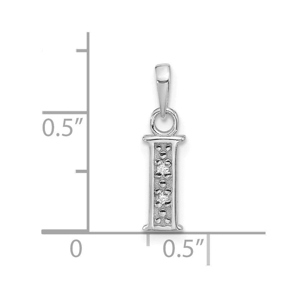 14K White Gold Diamond Letter I Initial Pendant