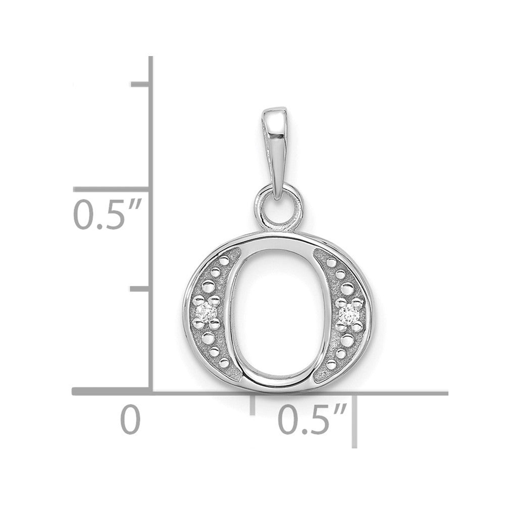 14K White Gold Diamond Letter O Initial Pendant