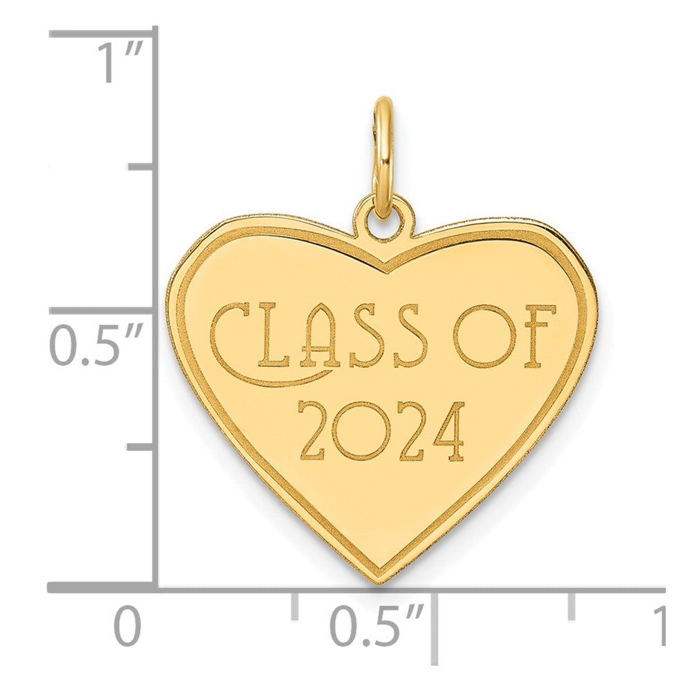 14k Polished Class of 2024 Heart Charm