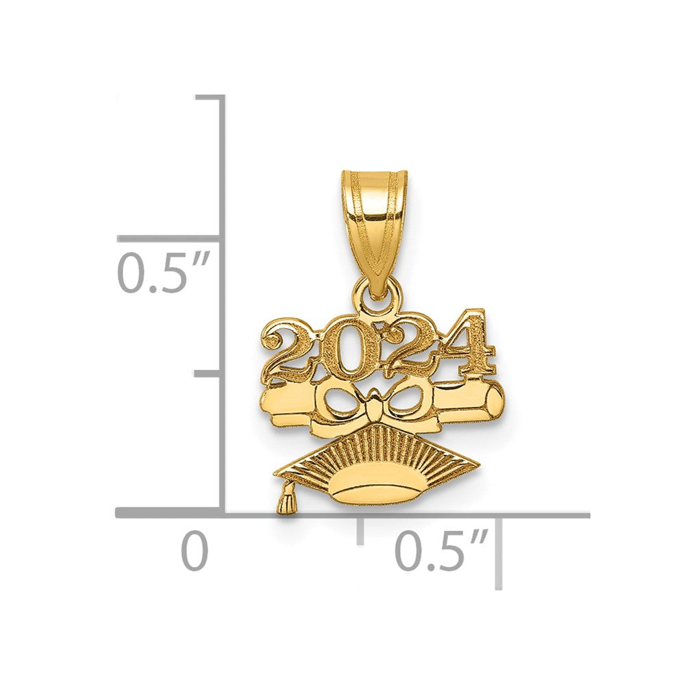 14K Graduation Cap and Diploma 2024 Charm