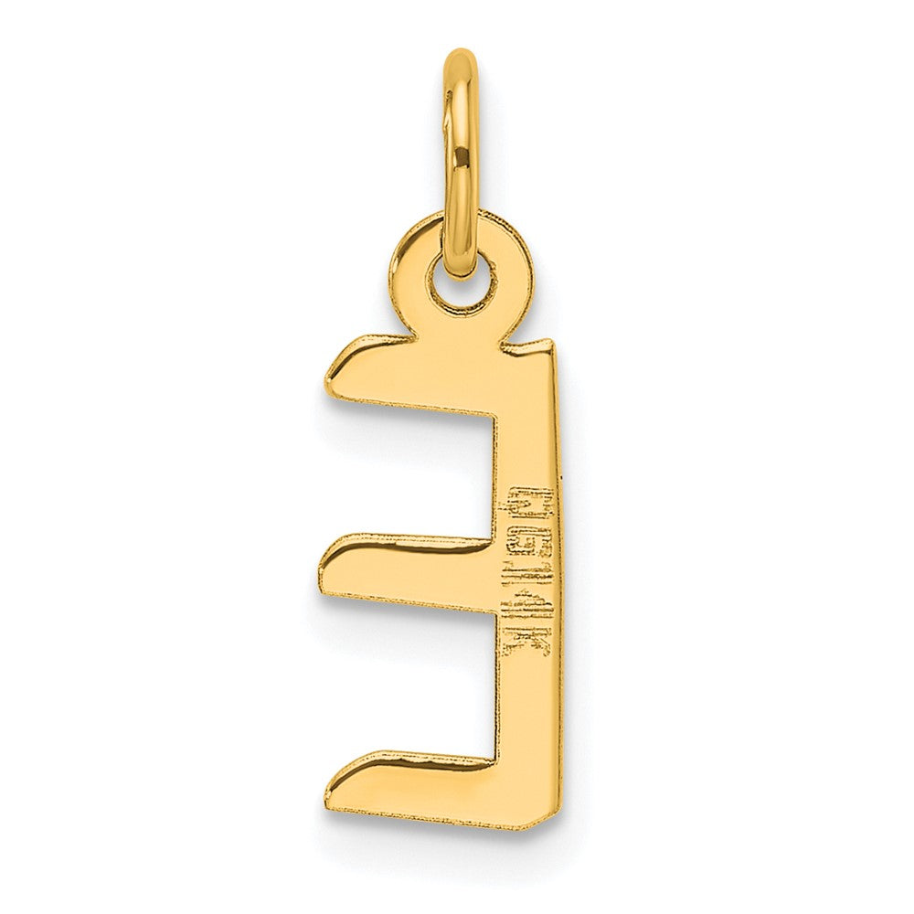 14K Slanted Block Letter E Initial Charm