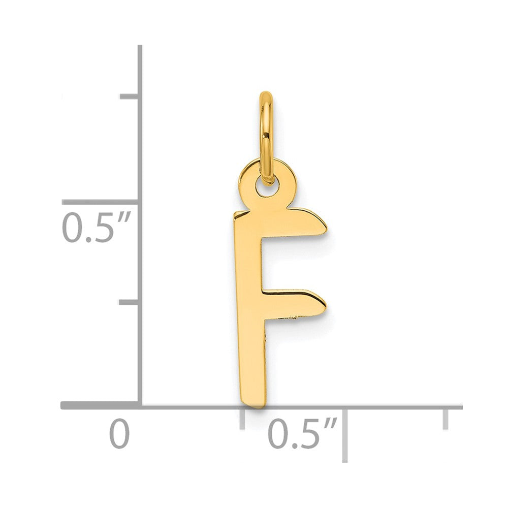 14K Slanted Block Letter F Initial Charm