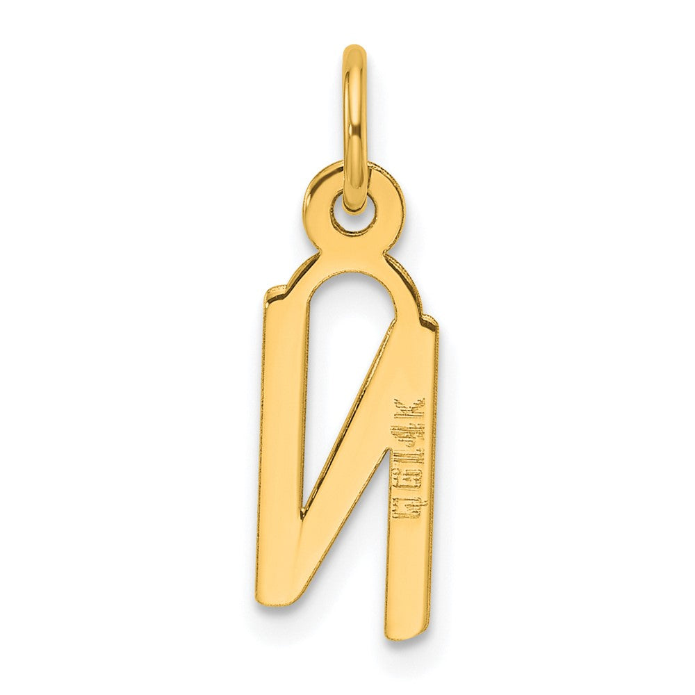 14K Slanted Block Letter N Initial Charm