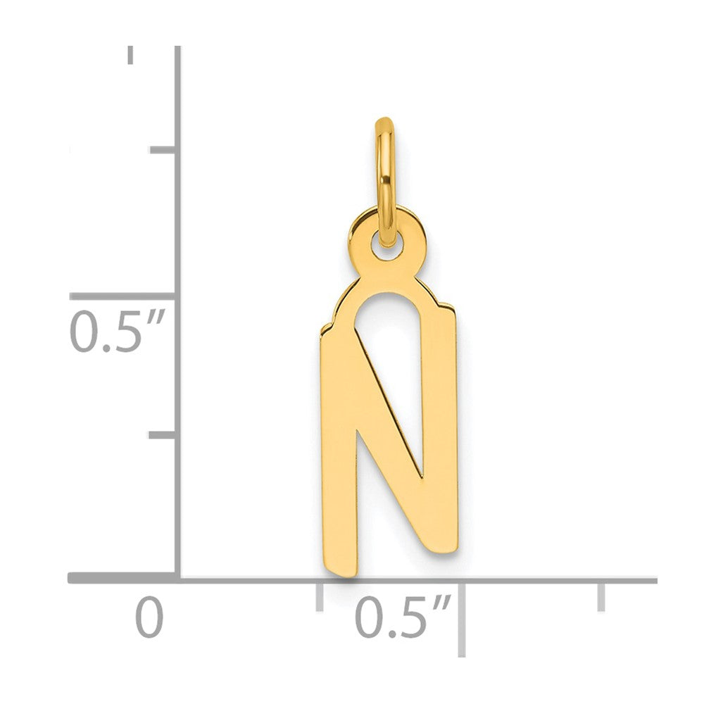 14K Slanted Block Letter N Initial Charm