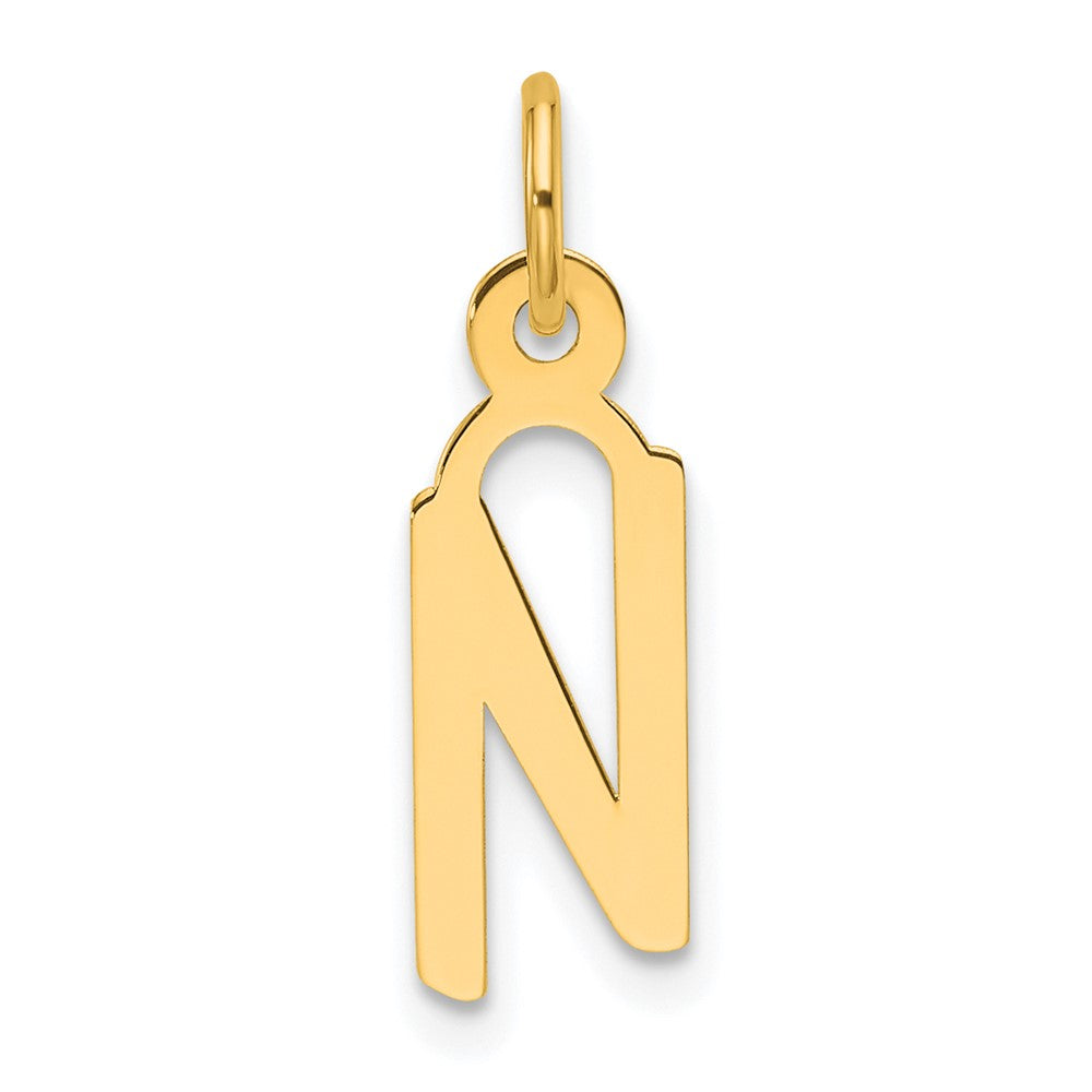 14K Slanted Block Letter N Initial Charm