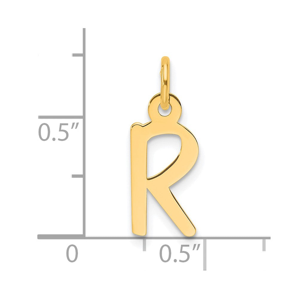 14K Slanted Block Letter R Initial Charm