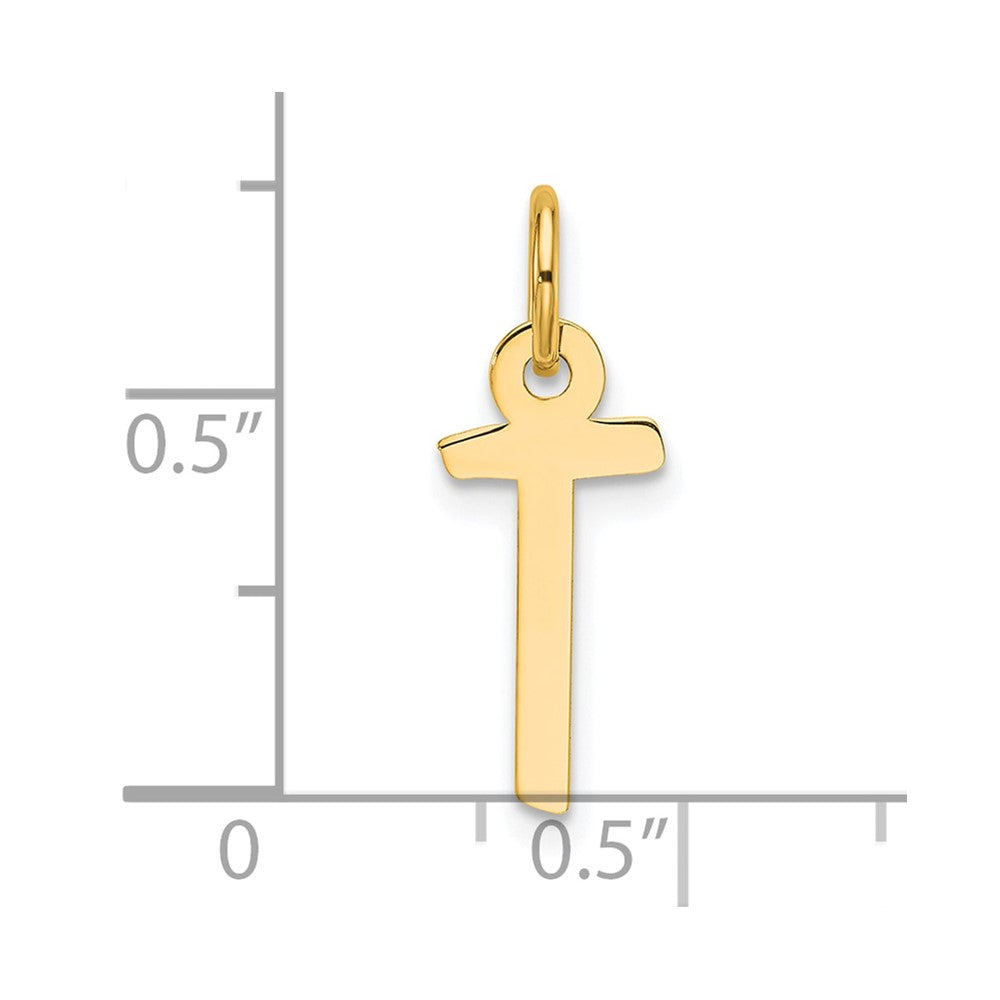 14K Slanted Block Letter T Initial Charm