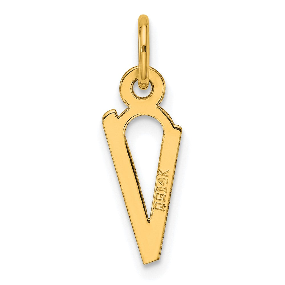 14K Slanted Block Letter V Initial Charm