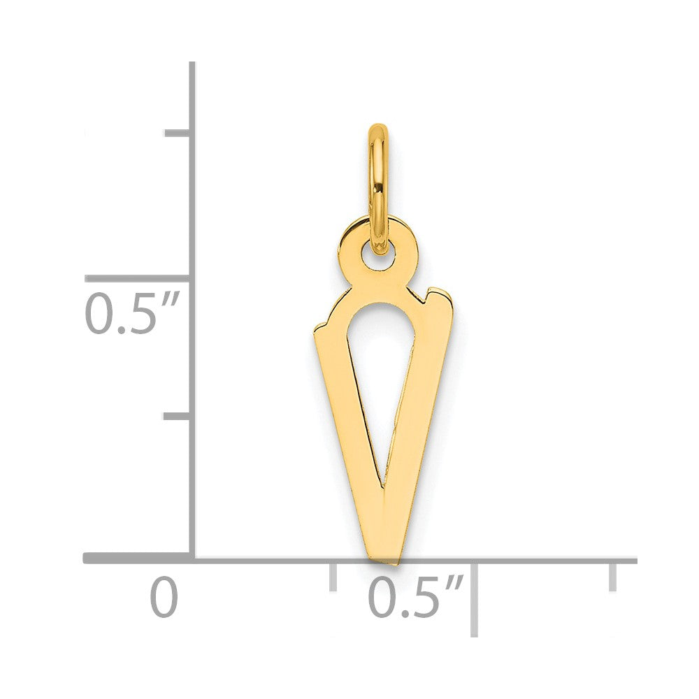 14K Slanted Block Letter V Initial Charm