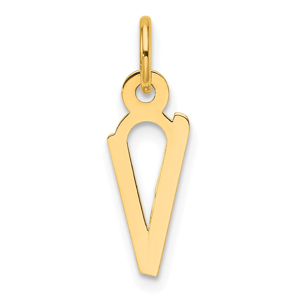 14K Slanted Block Letter V Initial Charm